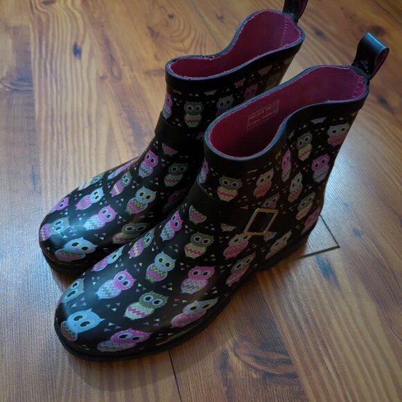 Brand New Capelli Rain Boots with Owls - Size 10 - Picture 2 of 4